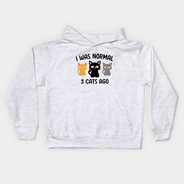 I Was Normal 3 Cats Ago Kids Hoodie by VecTikSam